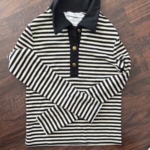 Mango brand: Striped Black and White Long Sleeve shirt